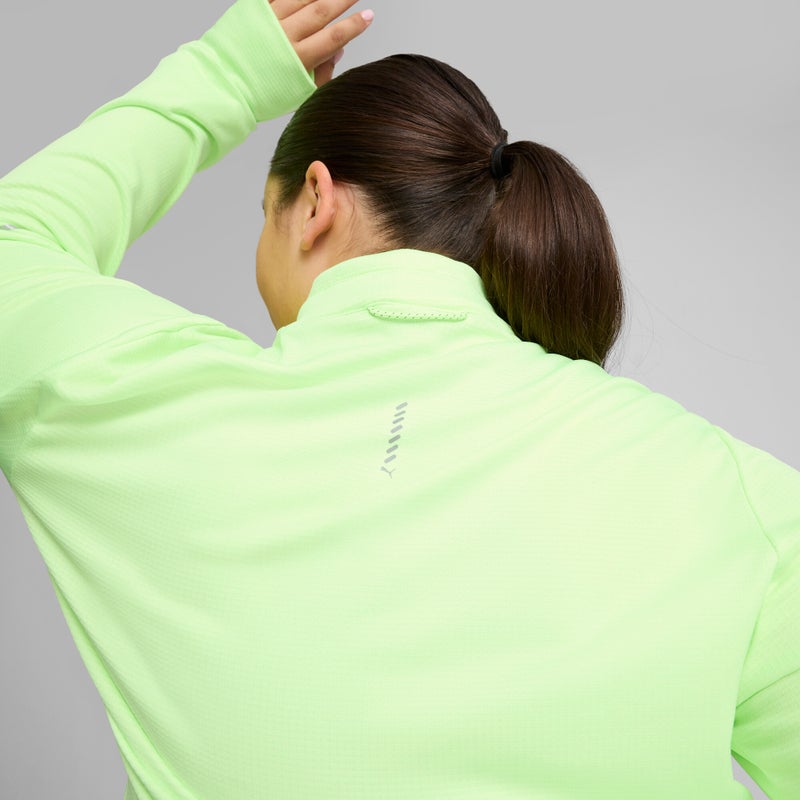PUMA RUN Womens Green Grid Fleece Half-Zip Top - Image 2